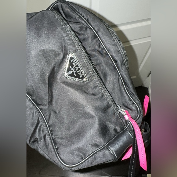 Prada Black/ Hot Pink Nylon Shoulder Bag with Studding - Picture 8 of 14